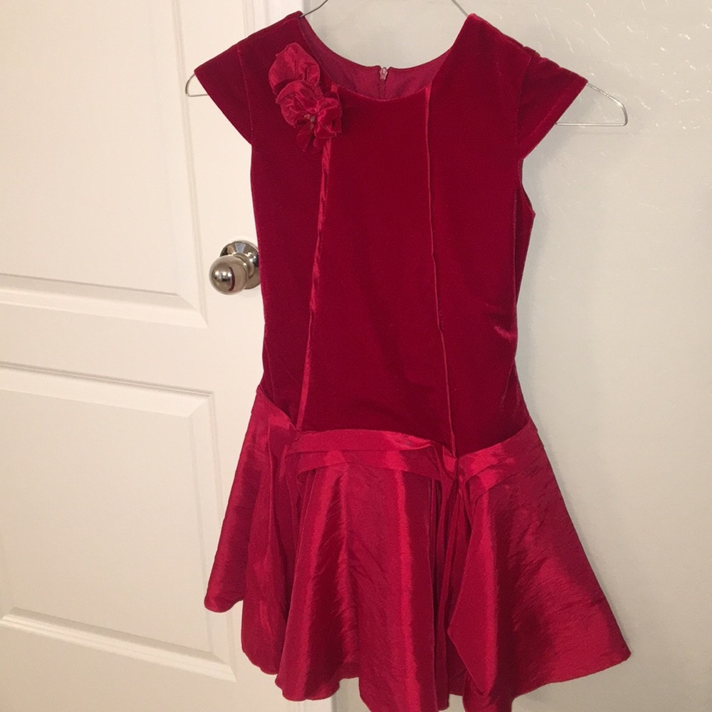Kids holiday red dress with velvet top